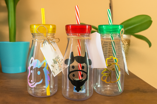 Personalised Milkshake Bottles COMBO with SLAP BAND as a party favor - Animal - Wild one - Jungle -Safari