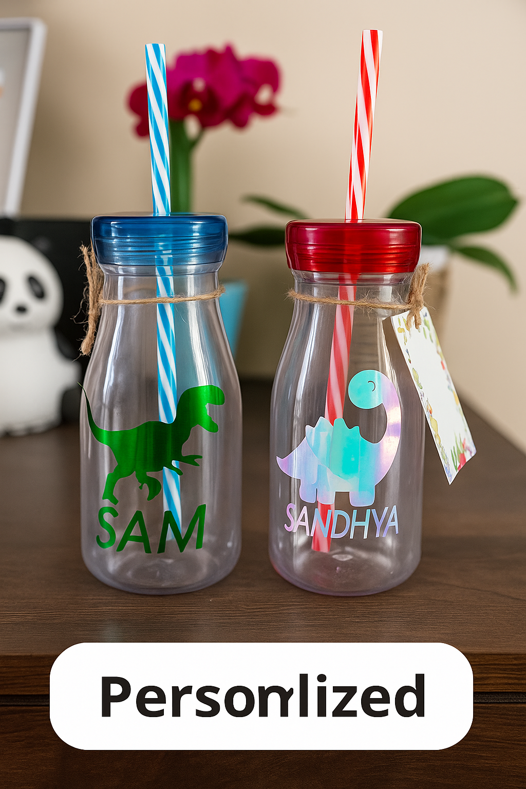 Personalized Dinosaur Water Bottles COMBO with ERASER 🦖✨