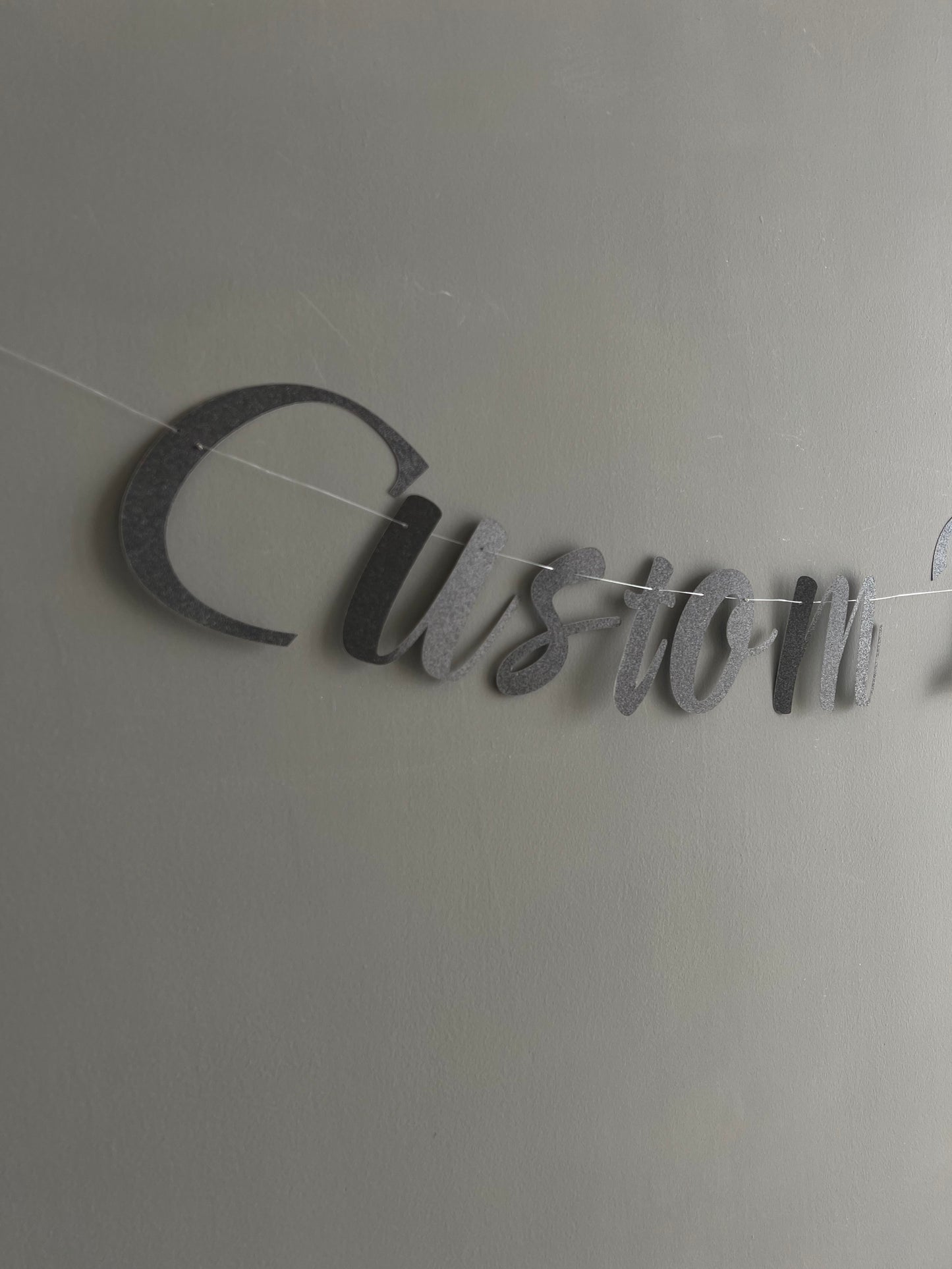 Customised Cursive Black Glitter Banner - Personalized Handmade party decorations for all occasions