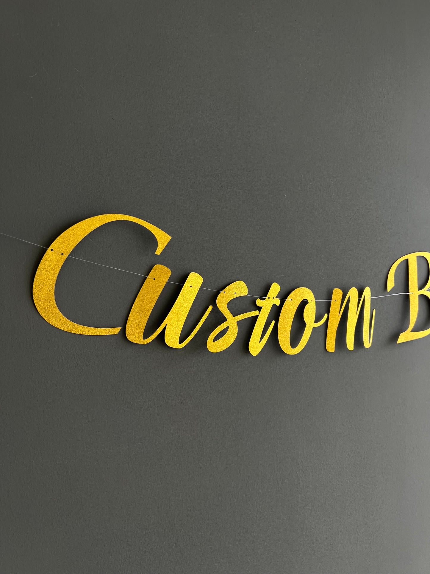 Customised Cursive Gold Glitter Banner - Personalized Handmade party decorations for all occasions