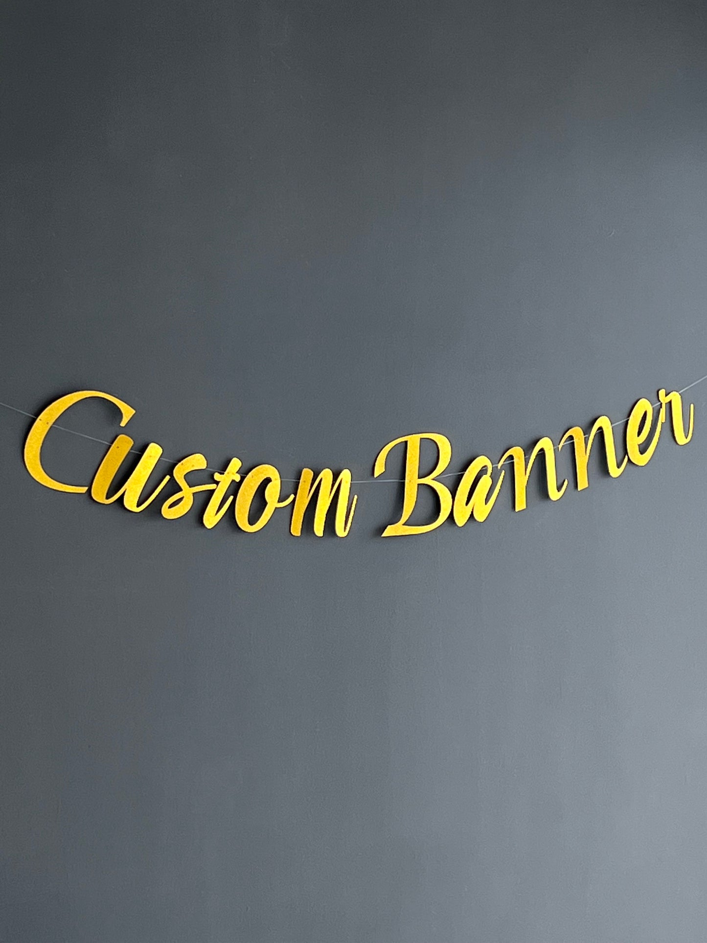 Customised Cursive Gold Glitter Banner - Personalized Handmade party decorations for all occasions