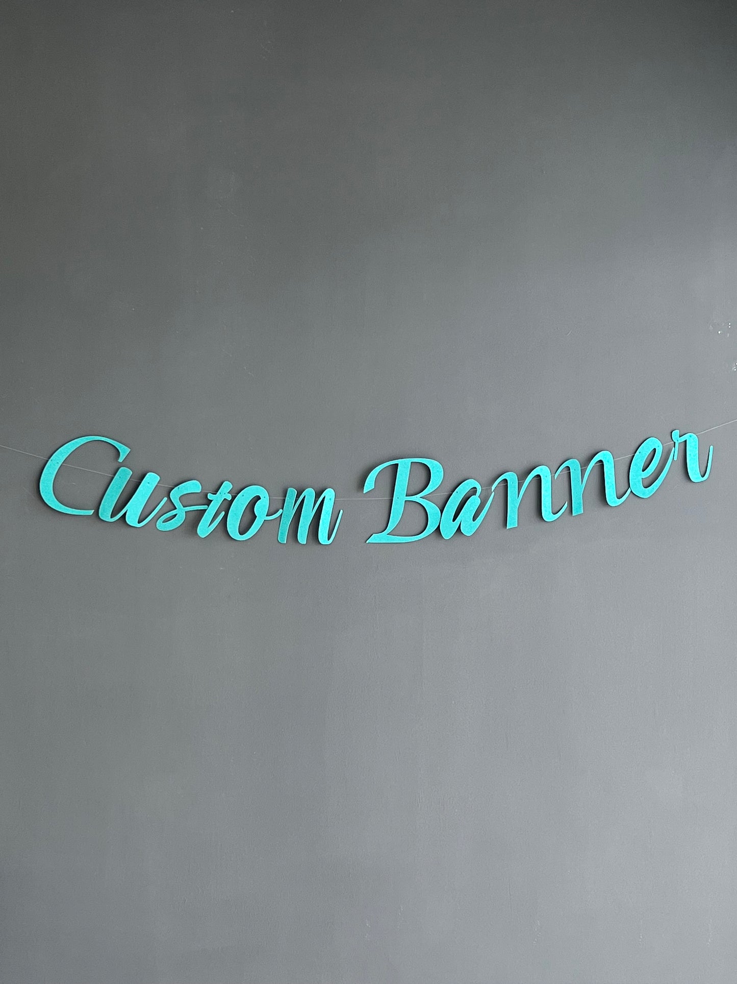 Customised Cursive Teal Glitter Banner - Personalized Handmade party decorations for all occasions