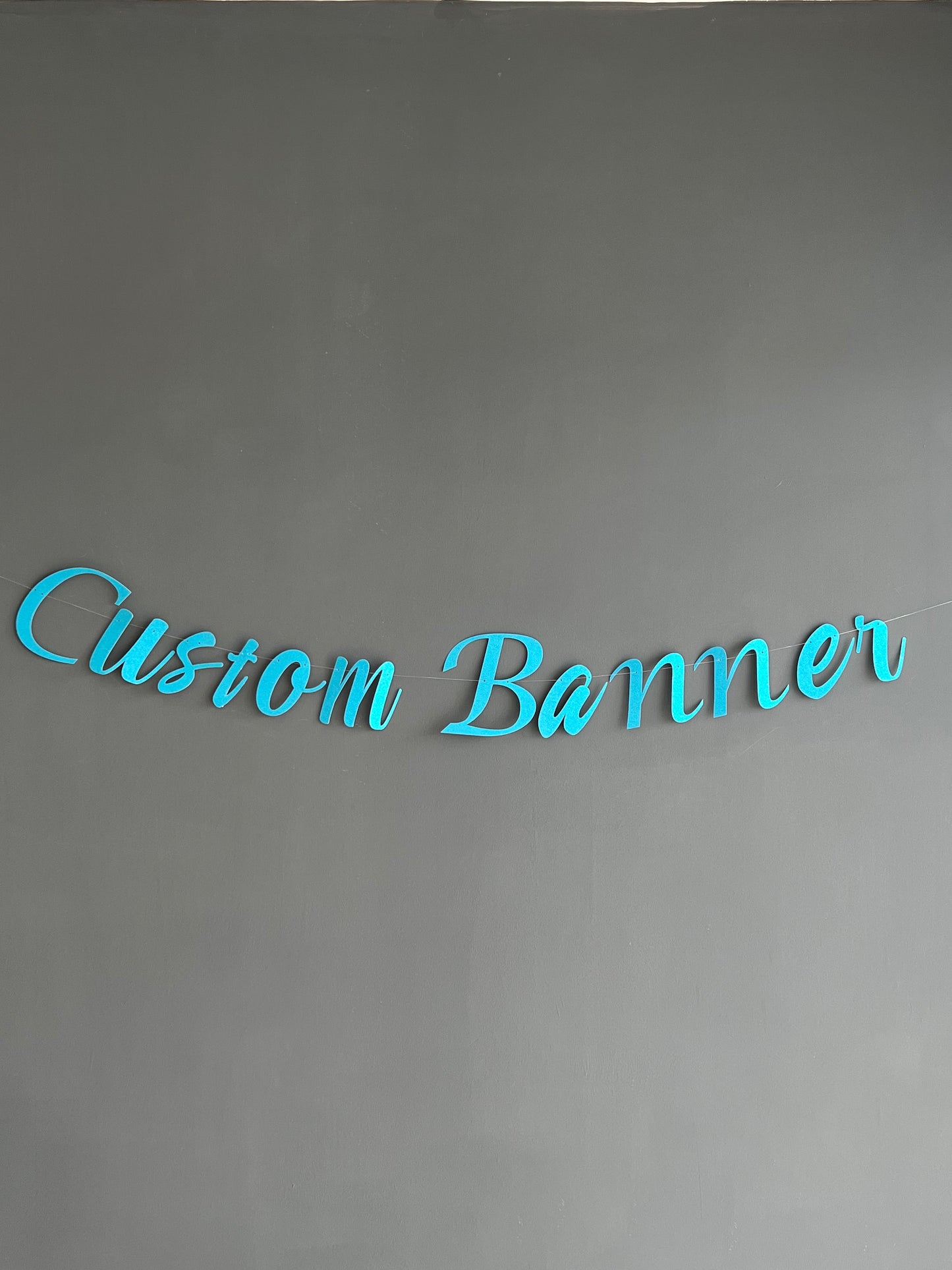 Customised Cursive Blue Glitter Banner - Personalized Handmade party decorations for all occasions