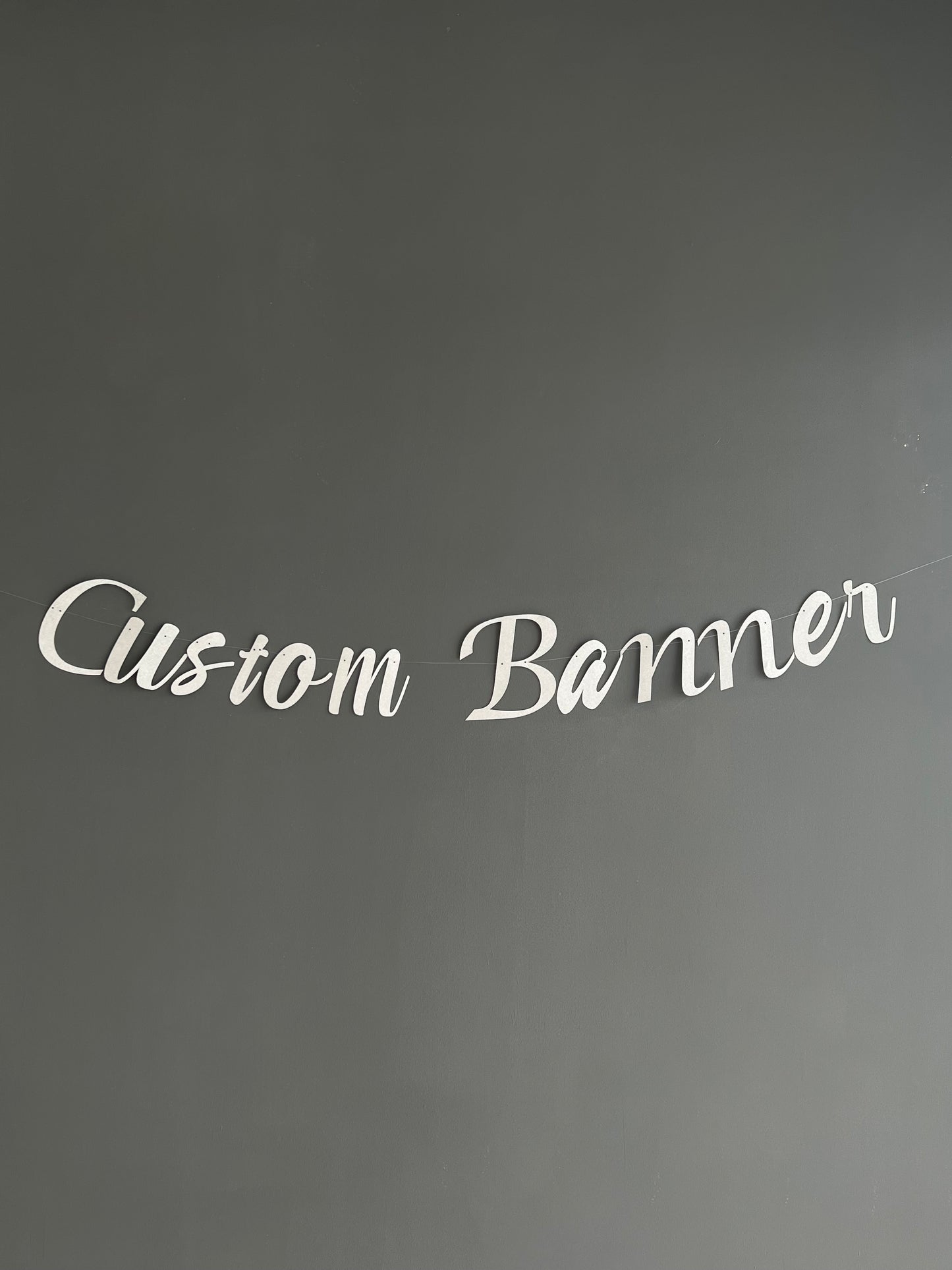 Customised Cursive Glitter Silver Banner - Personalized Handmade party decorations for all occasions