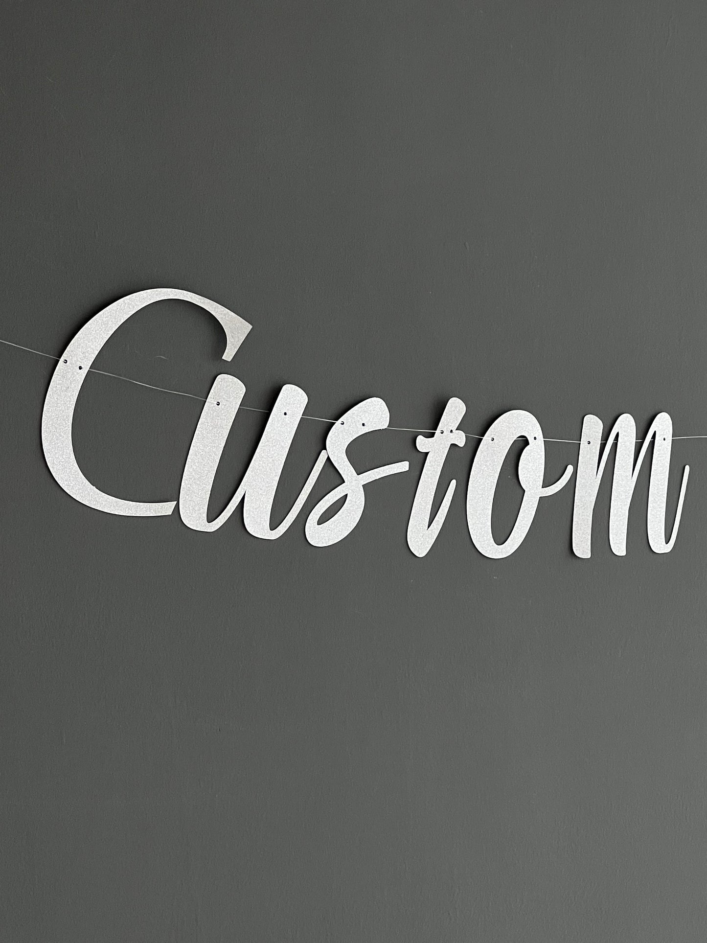 Customised Cursive Glitter Silver Banner - Personalized Handmade party decorations for all occasions
