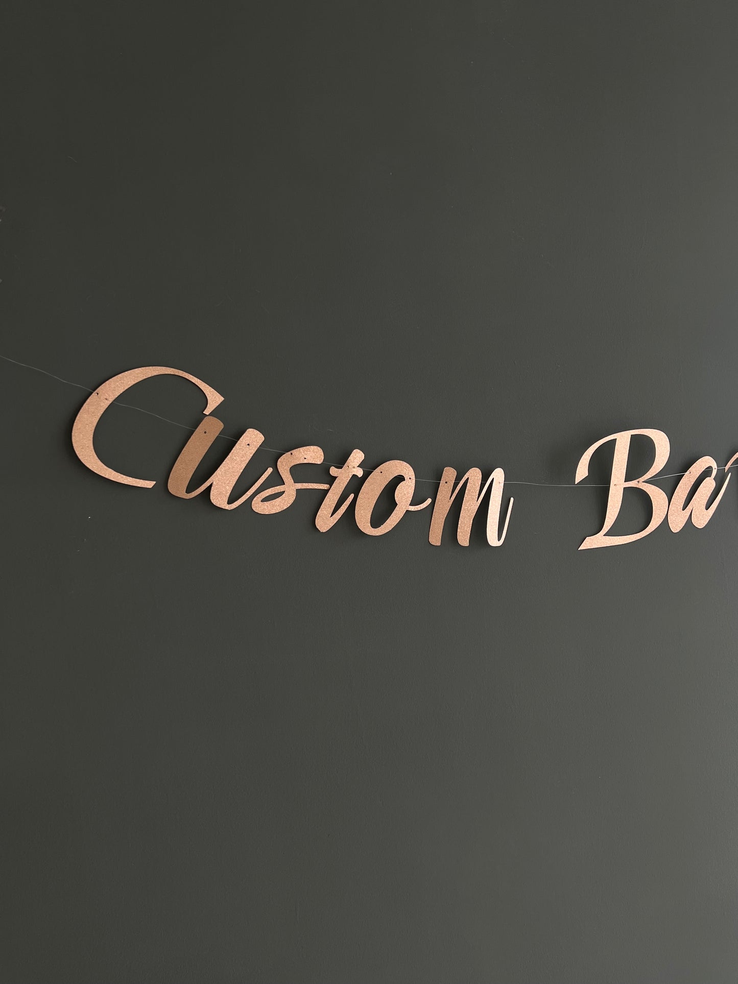 Customised Cursive Glitter Rose Gold Banner - Personalized Handmade party decorations for all occasions