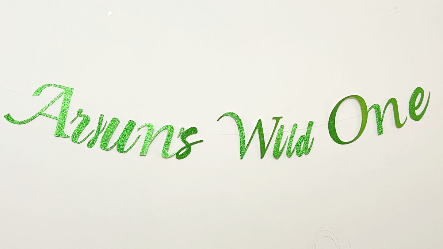 Customised Cursive Glitter Green Banner - Personalized Handmade party decorations for all occasions