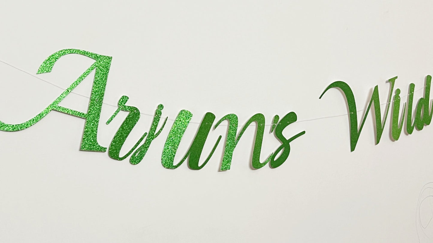 Customised Cursive Glitter Green Banner - Personalized Handmade party decorations for all occasions