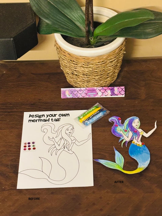 Design Your Own Mermaid Tail - Kids DIY Craft Kit - Colour, Cut & Glue