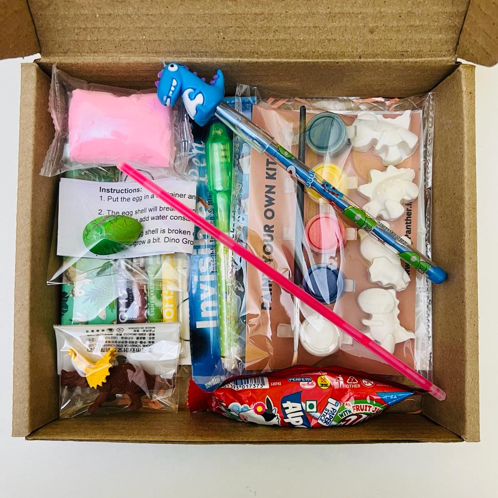 Personalised Dino activity set return gifts for kids โ Party Panther