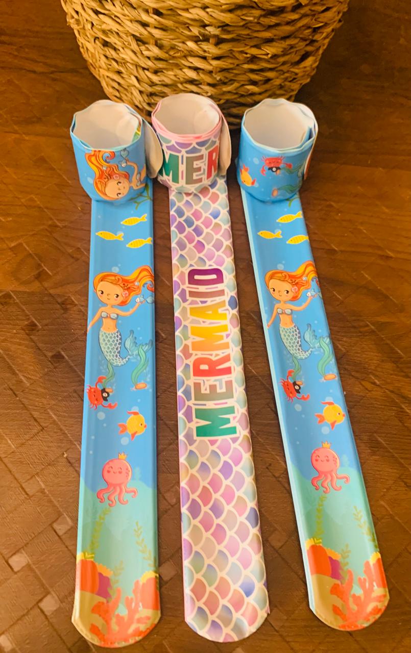 Pack of 5 Mermaid Slap Band Snap Band Kids Bracelet Wristbands
