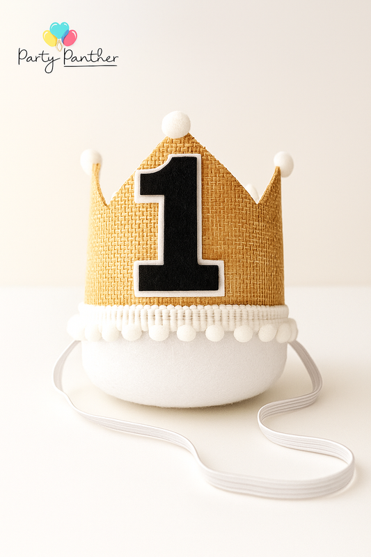 Burlap First Birthday Crown –