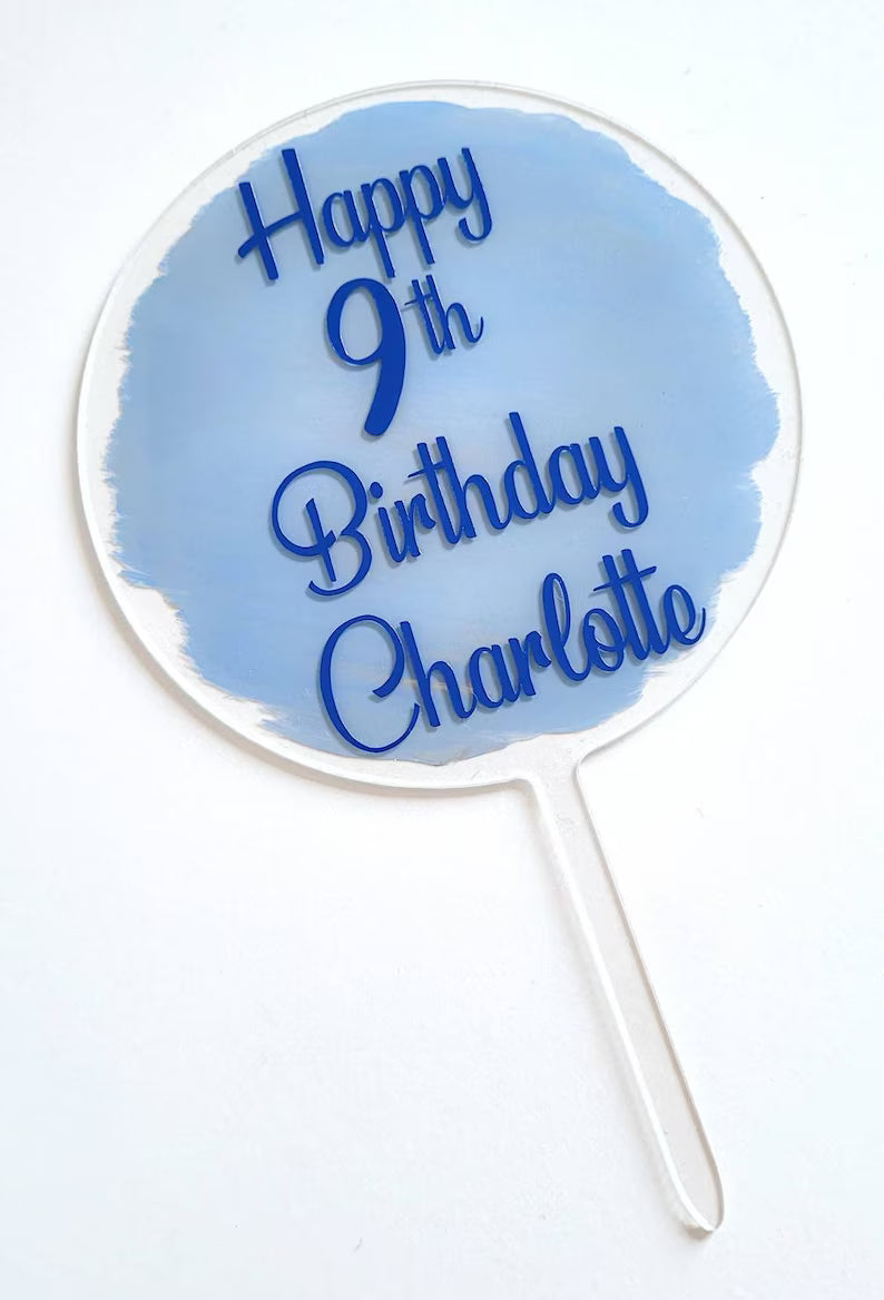 Personalised Acrylic round cake topper for wedding,Engagement, baby shower and Birthday parties