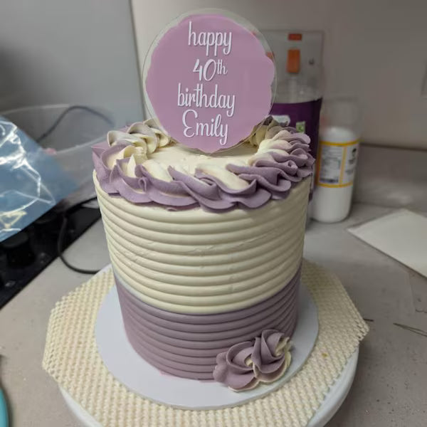 Personalised Acrylic round cake topper for wedding,Engagement, baby shower and Birthday parties