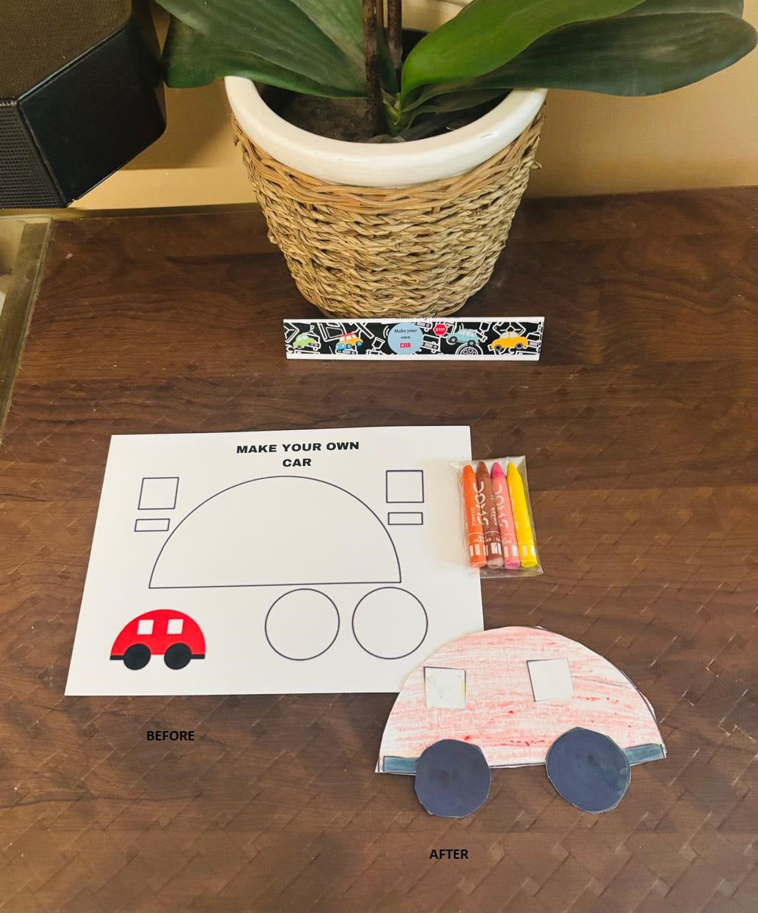 Make Your Own Car Craft Kit - Kids DIY Craft Kit - Colour, Cut & Glue