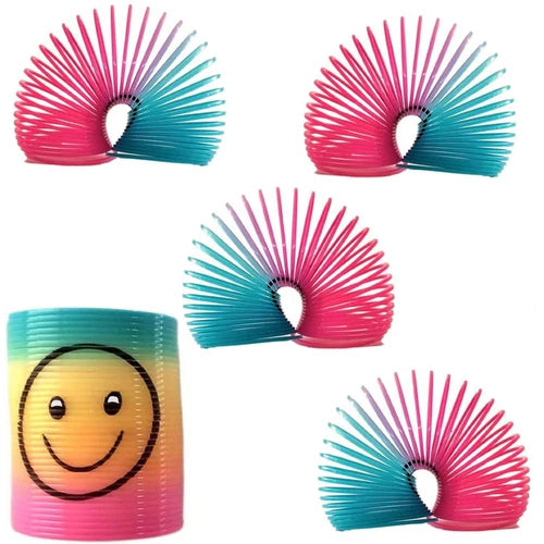 Mini Neon Smile Face Slinky Toys – Party Favors (Set of 4)