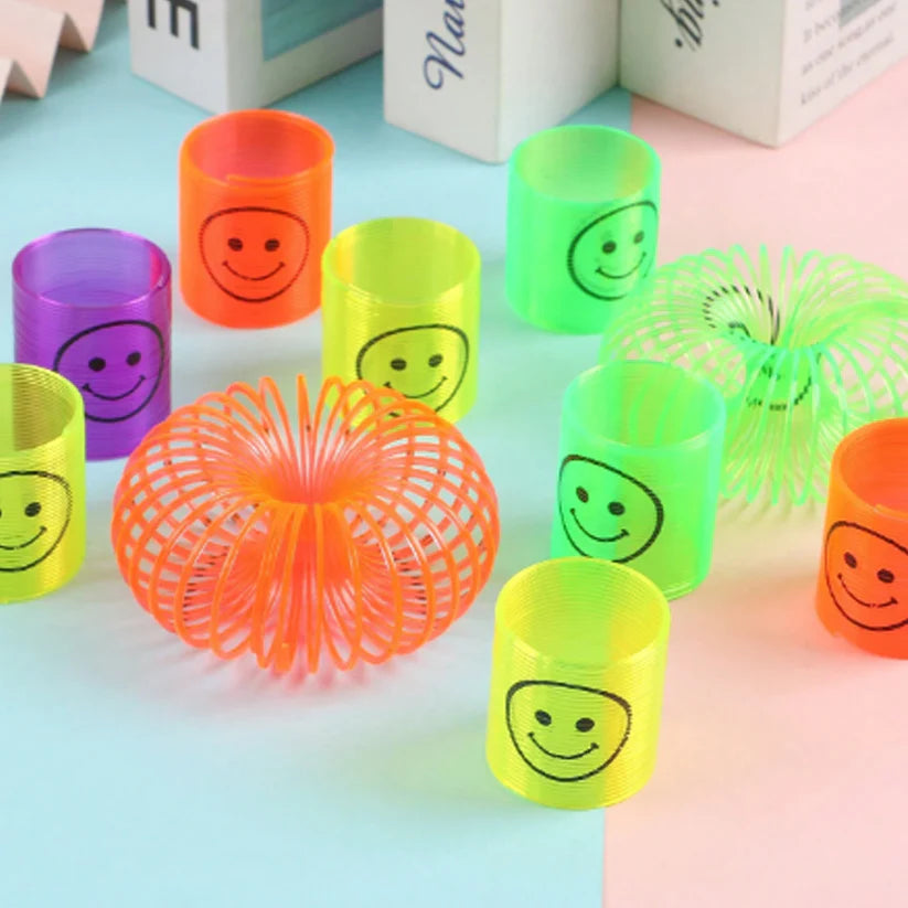 Mini Neon Smile Face Slinky Toys – Party Favors (Set of 4)