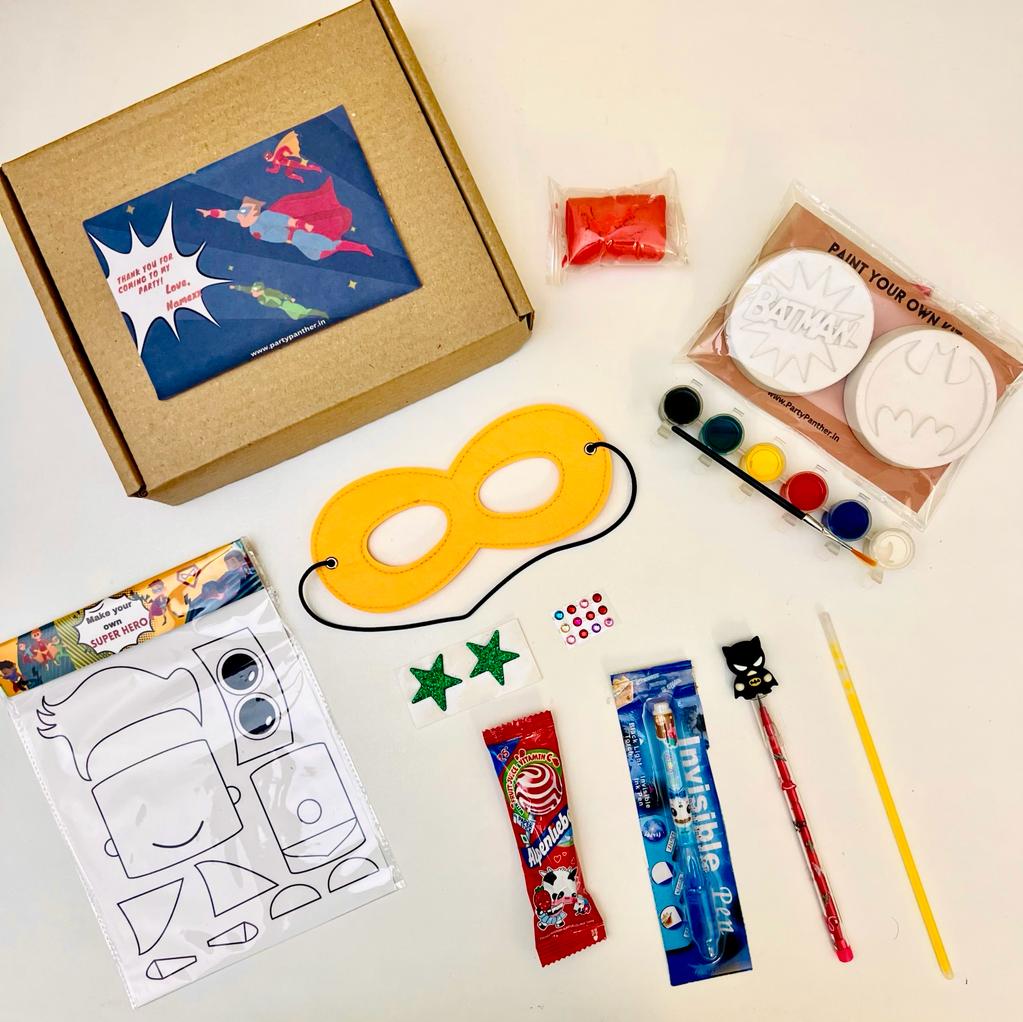 Personalised combo return gifts for kids - Super Hero activity set