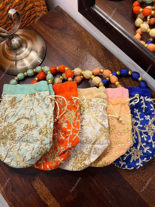 Gorgeous Potli bags as a return gift for Pooja  ,wedding, thambulam, Baby shower , housewarming