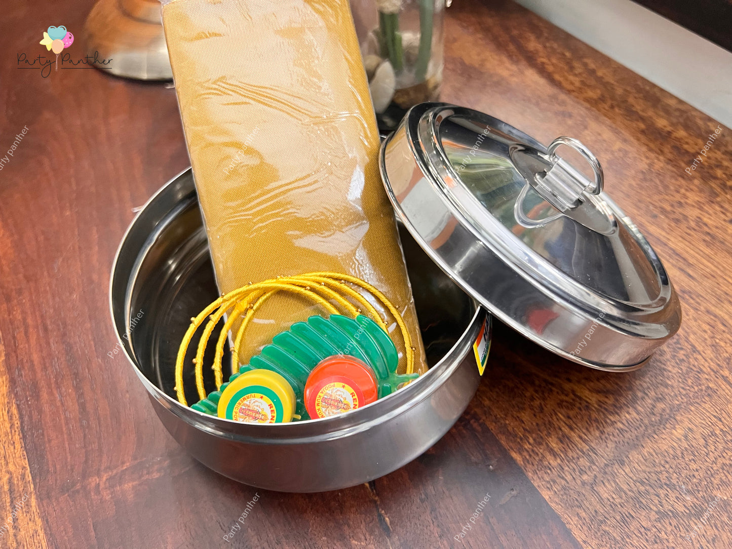 Tiffin Box Combo with Blouse bit, Bangles , Kumkum and turmeric- Return Gift Combo