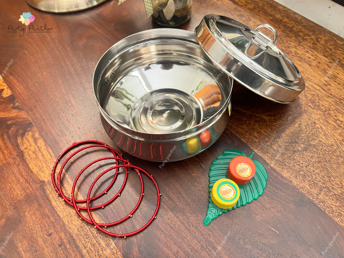 Tiffin Box Combo with Blouse bit, Bangles , Kumkum and turmeric- Return Gift Combo
