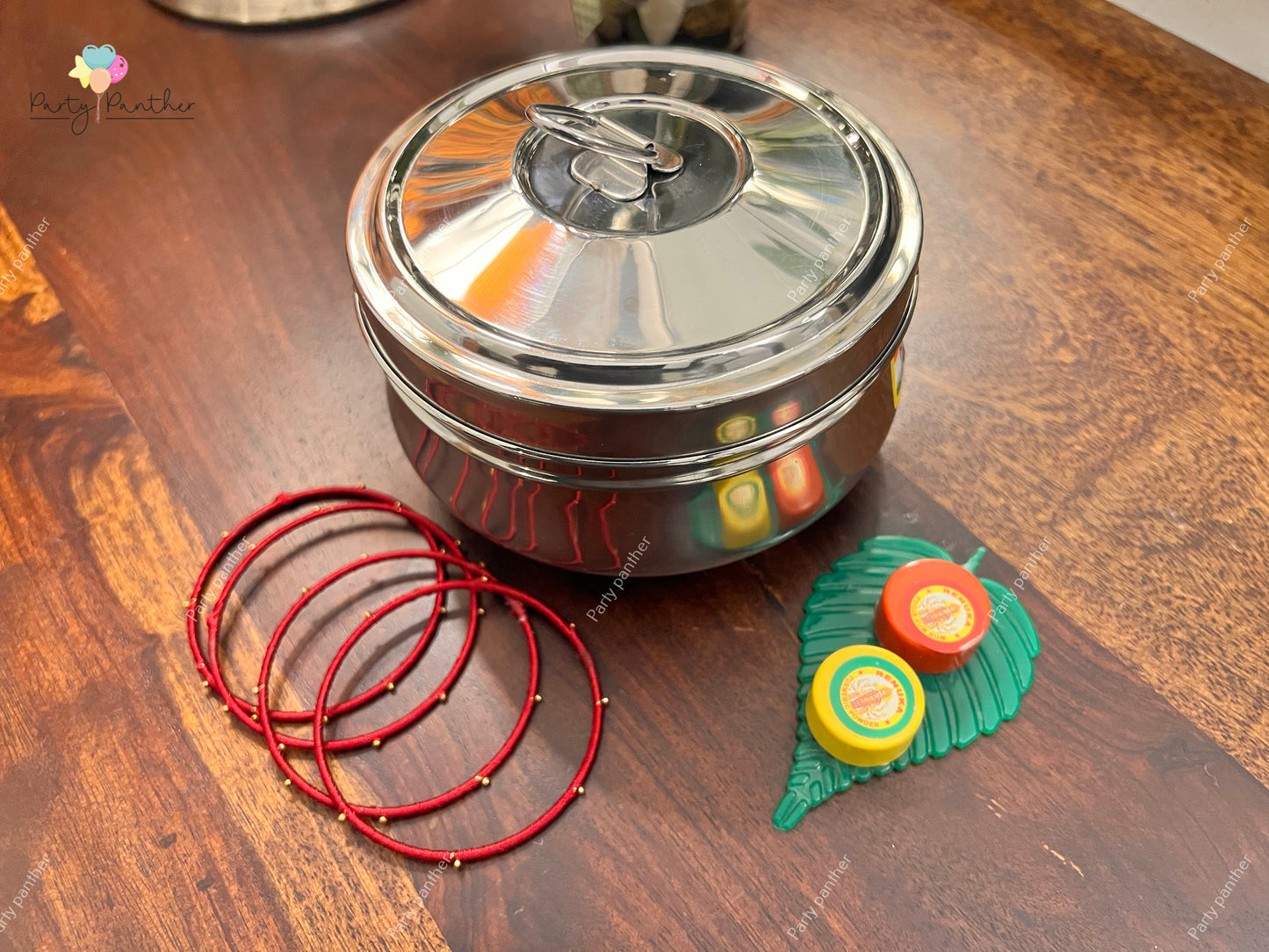 Tiffin Box Combo with Blouse bit, Bangles , Kumkum and turmeric- Return Gift Combo