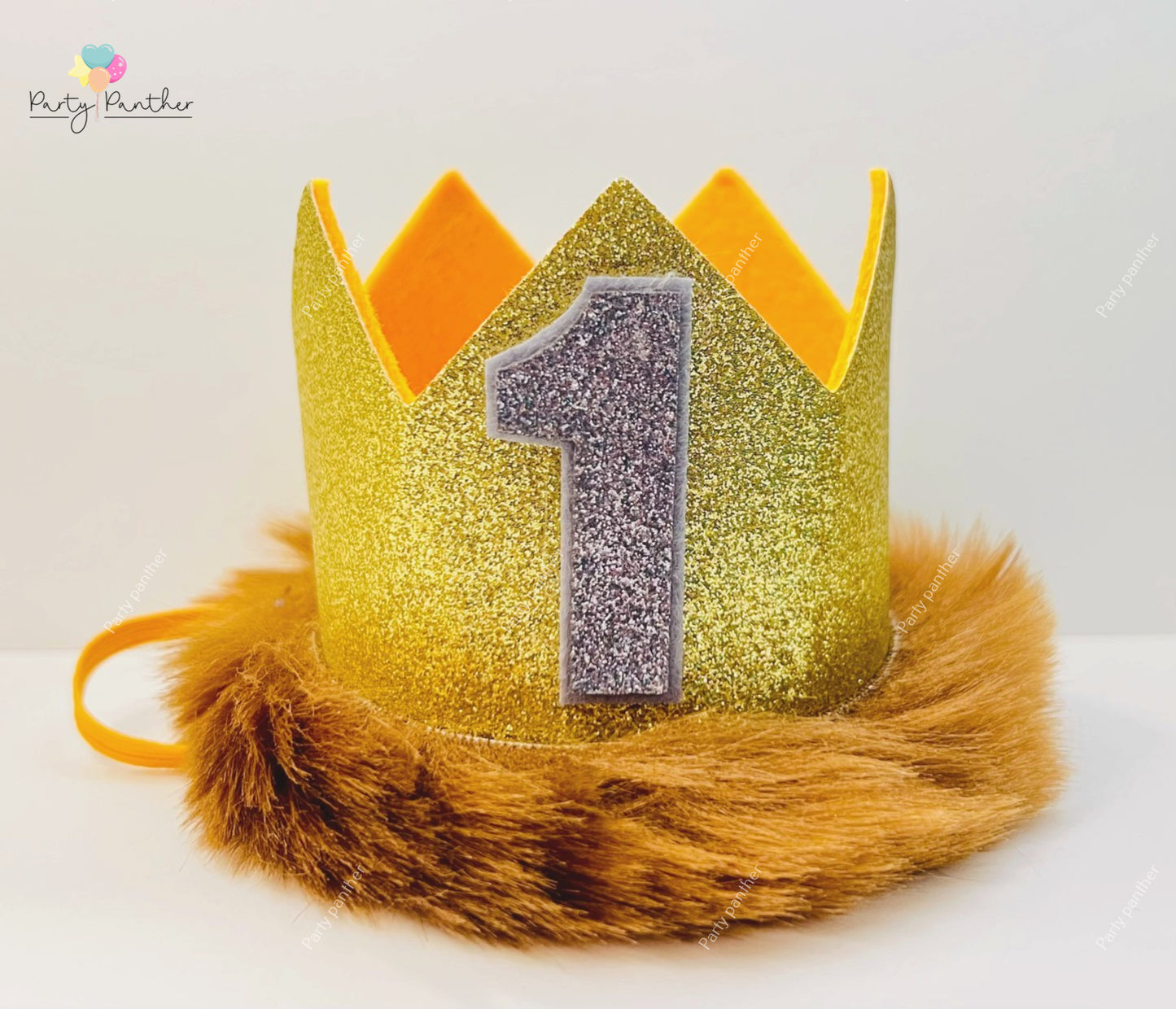 Gold Glitter First Birthday Crown – “Wild One” Theme