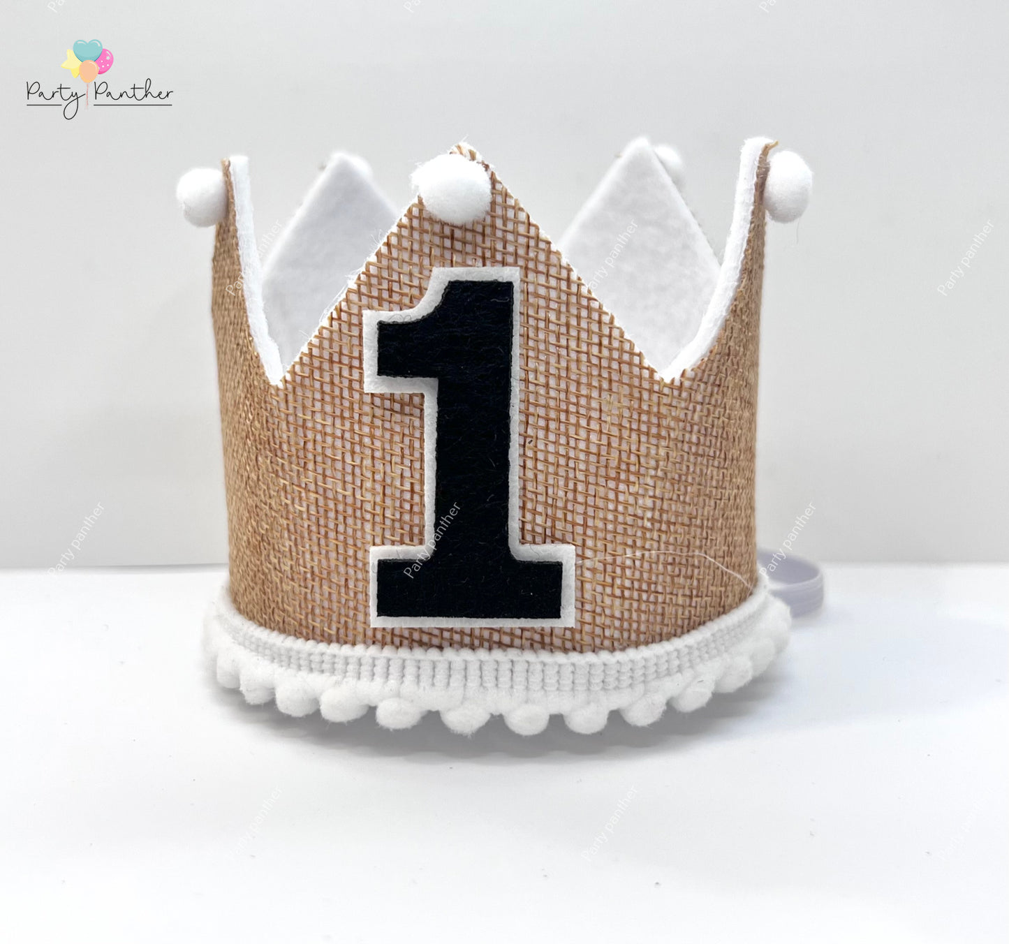 Burlap First Birthday Crown –