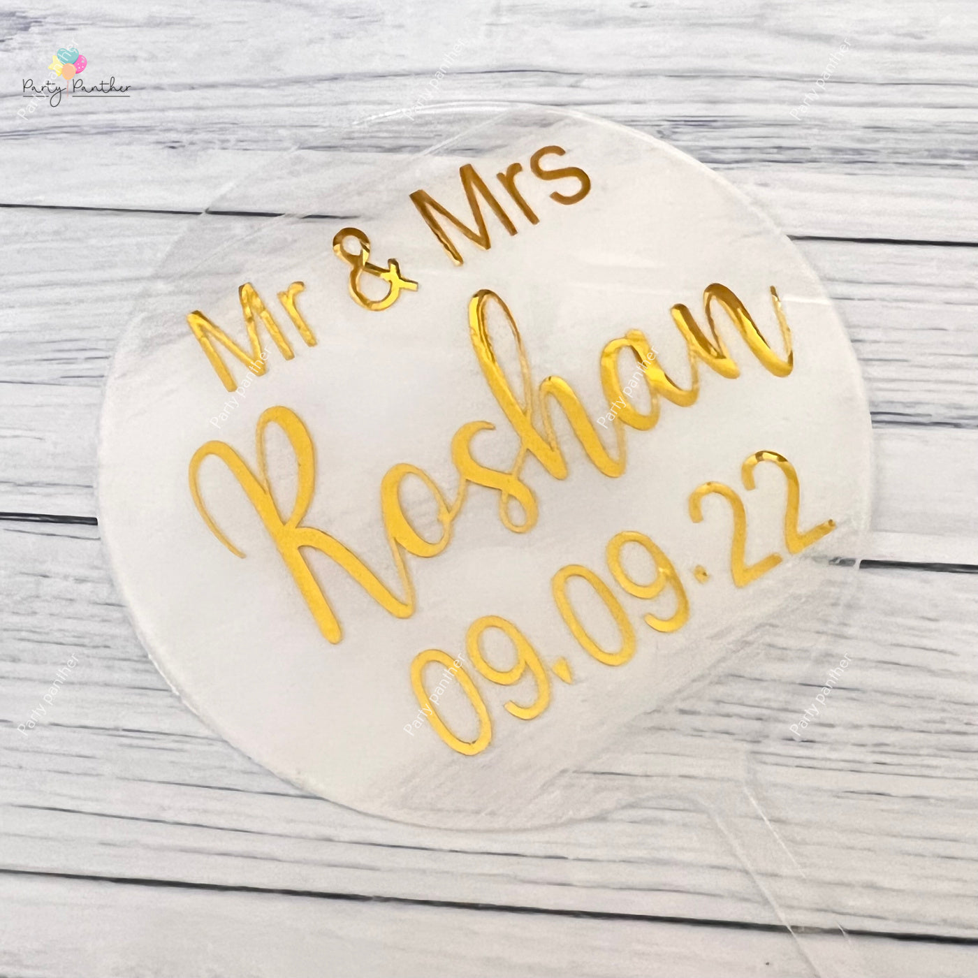 Personalised Acrylic round cake topper for wedding,Engagement, baby shower and Birthday parties