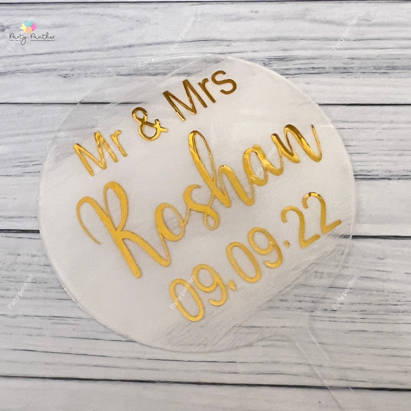 Personalised Acrylic round cake topper for wedding,Engagement, baby shower and Birthday parties