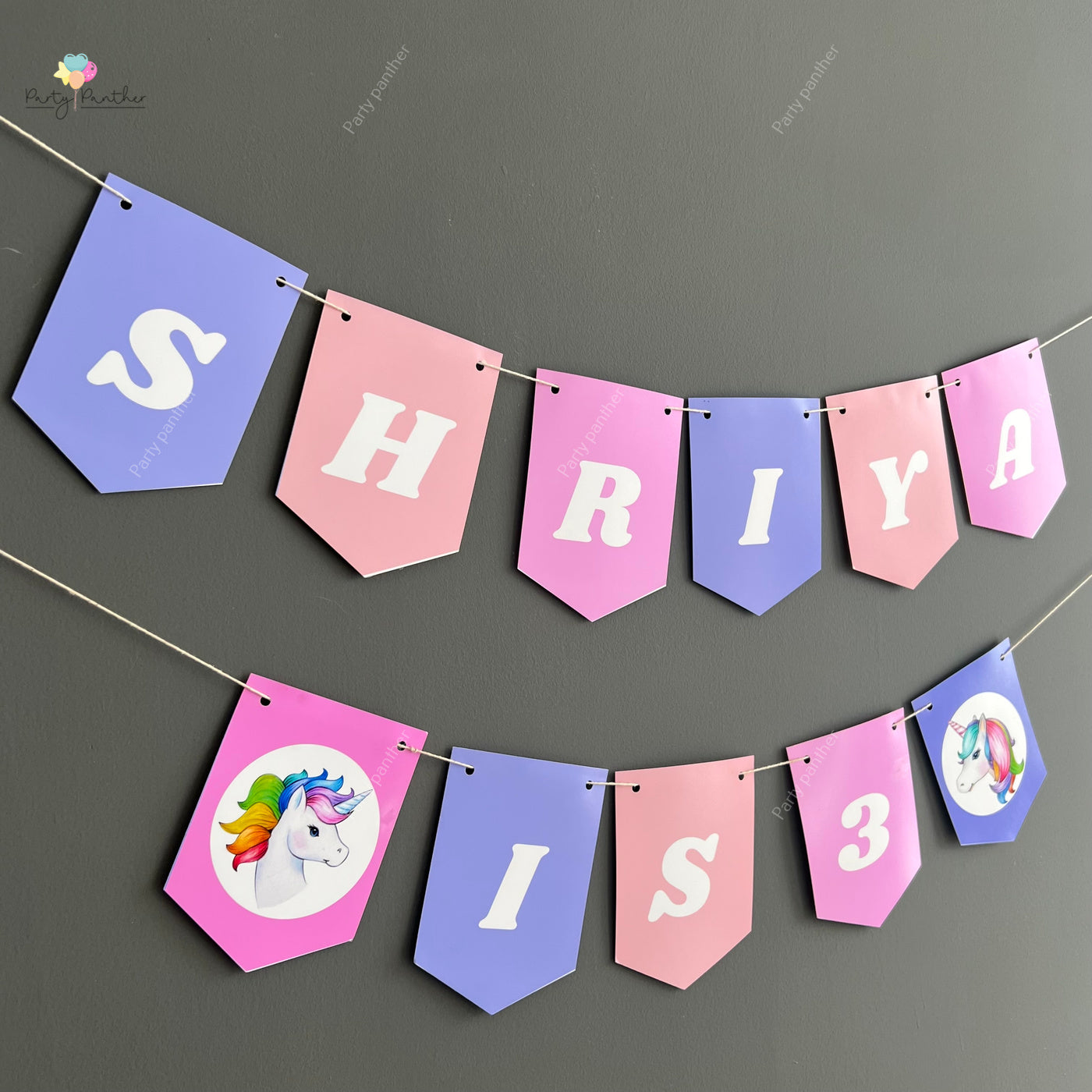 Personalised Unicorn theme birthday banner - Personalised with any text or Number Custom Banner