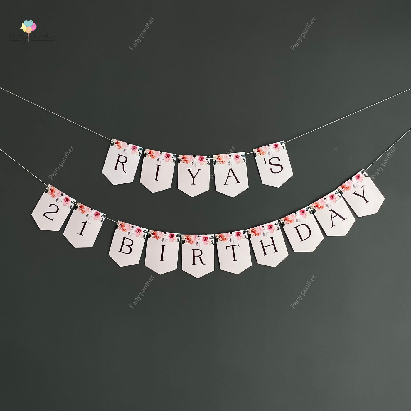 Personalised Floral banner for Women, Girl birthday, Bachellorette