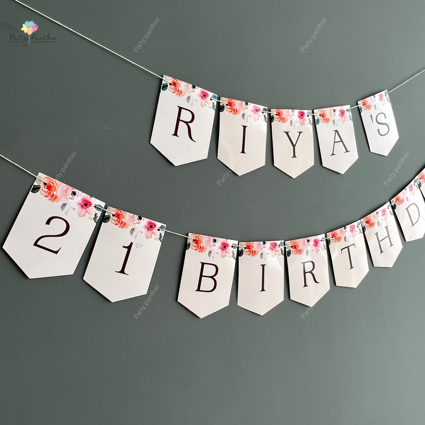 Personalised Floral banner for Women, Girl birthday, Bachellorette