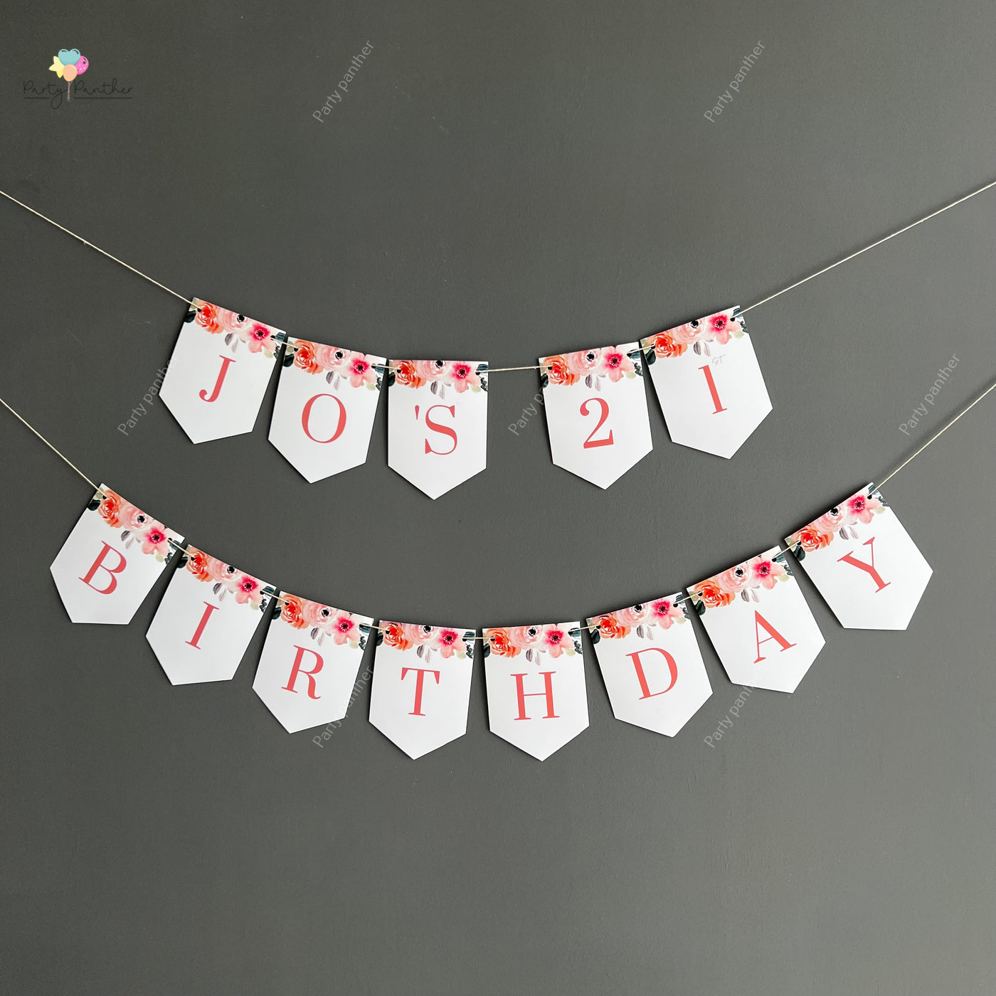 Personalised Floral Banner, Girl Girl's Theme bannner - Personalised with any text or Number Custom Banner, Custom floral banner