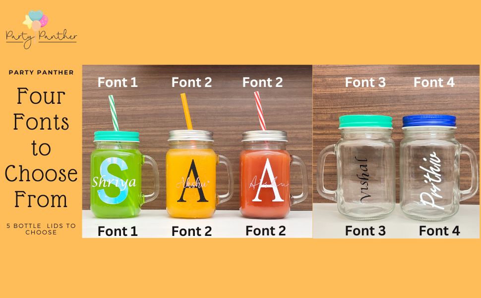 Personalised mason jar with straw and 2 lids - 1 lid with hole and 1 without hole