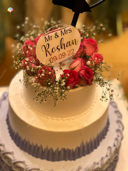 Personalised Acrylic round cake topper for wedding,Engagement, baby shower and Birthday parties