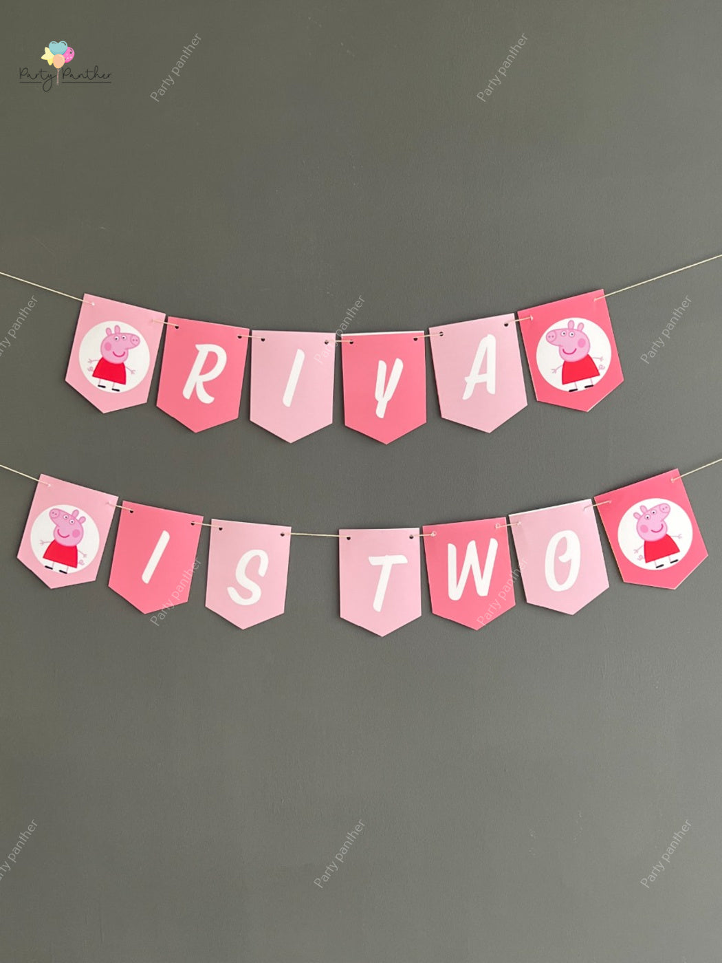 Personalised Peppa pig theme birthday banner - Personalised with any text or Number Custom Banner