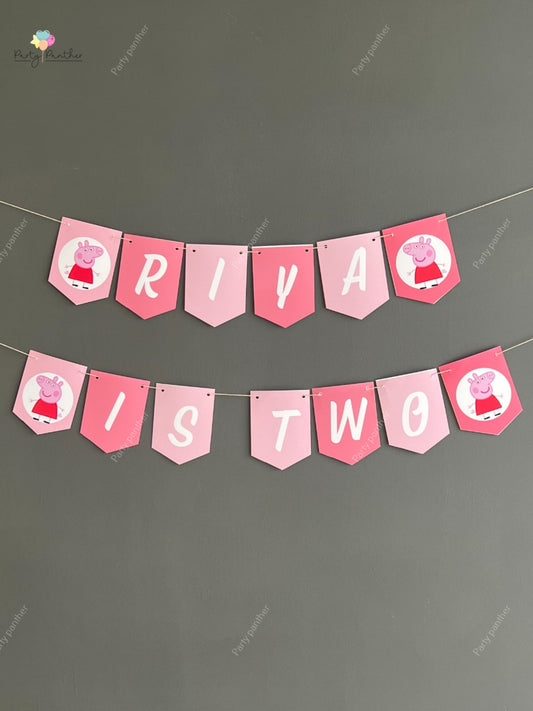 Personalised Peppa pig theme birthday banner - Personalised with any text or Number Custom Banner