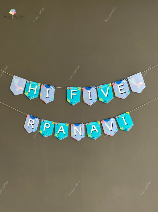 Personalised Mermaid theme birthday banner - Personalised with any text or Number Custom Banner