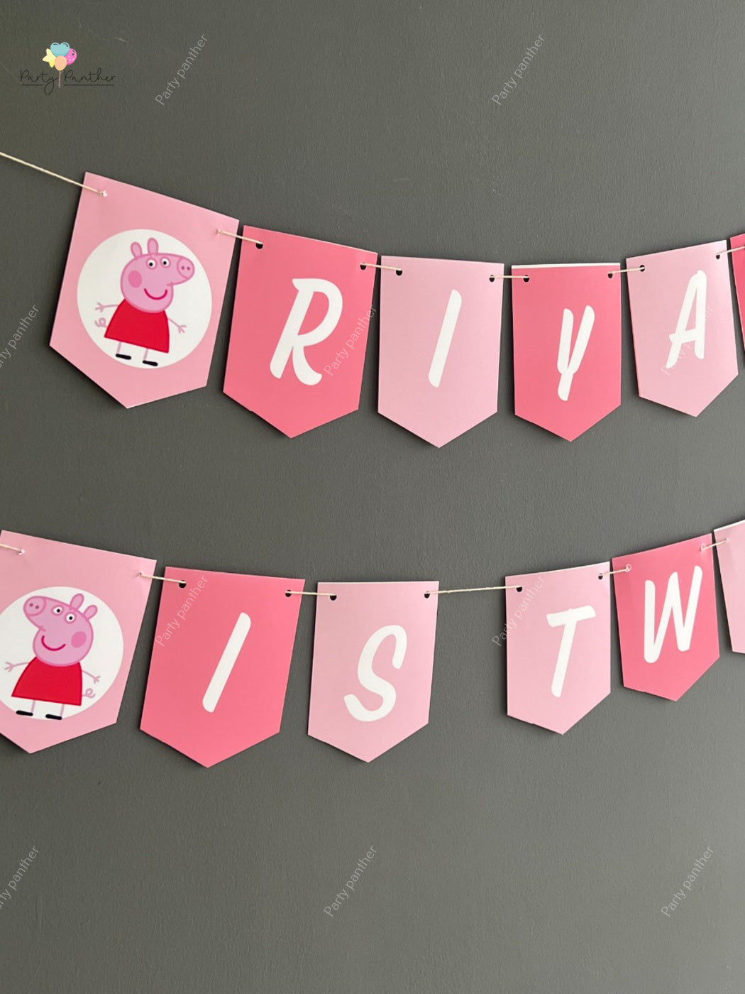 Personalised Peppa pig theme birthday banner - Personalised with any text or Number Custom Banner