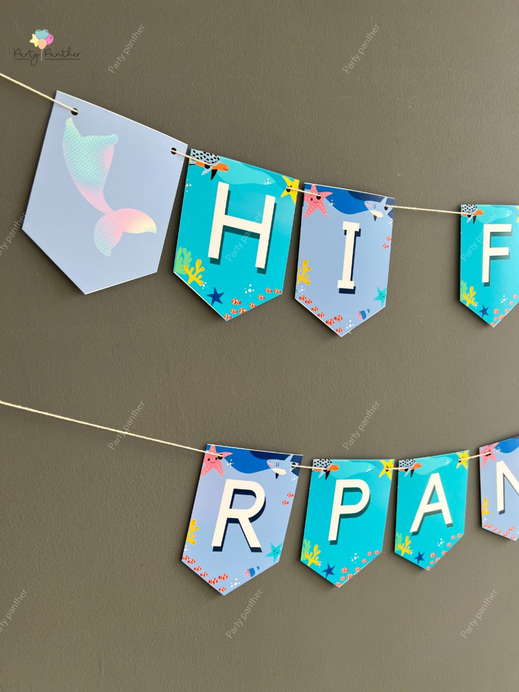 Personalised Mermaid theme birthday banner - Personalised with any text or Number Custom Banner