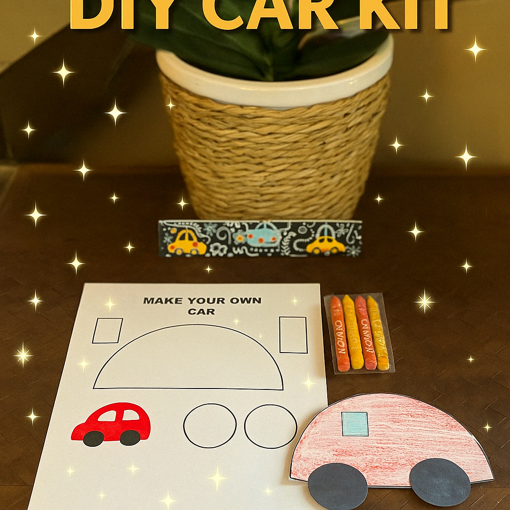 Make Your Own Car Craft Kit - Kids DIY Craft Kit - Colour, Cut & Glue