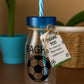 Personalised Milkshake Bottles com as a party favor - Football