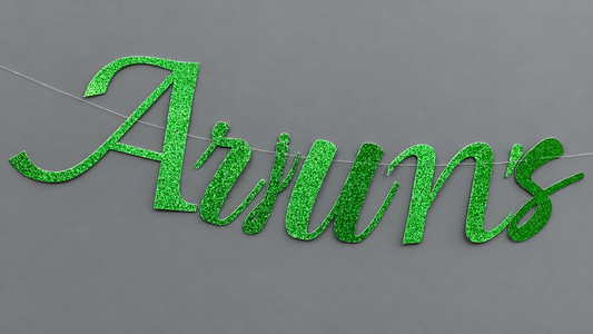 Customised Cursive Glitter Green Banner - Personalized Handmade party decorations for all occasions
