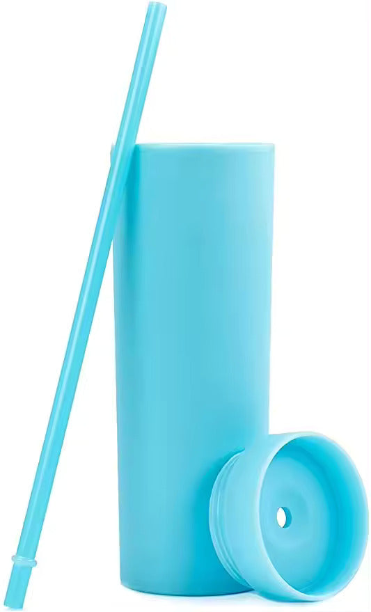 Pack of 2 Long Tumbler with Same Lid and Straw,500ml - Pastel Skinny Tumblers, Unique return  gift