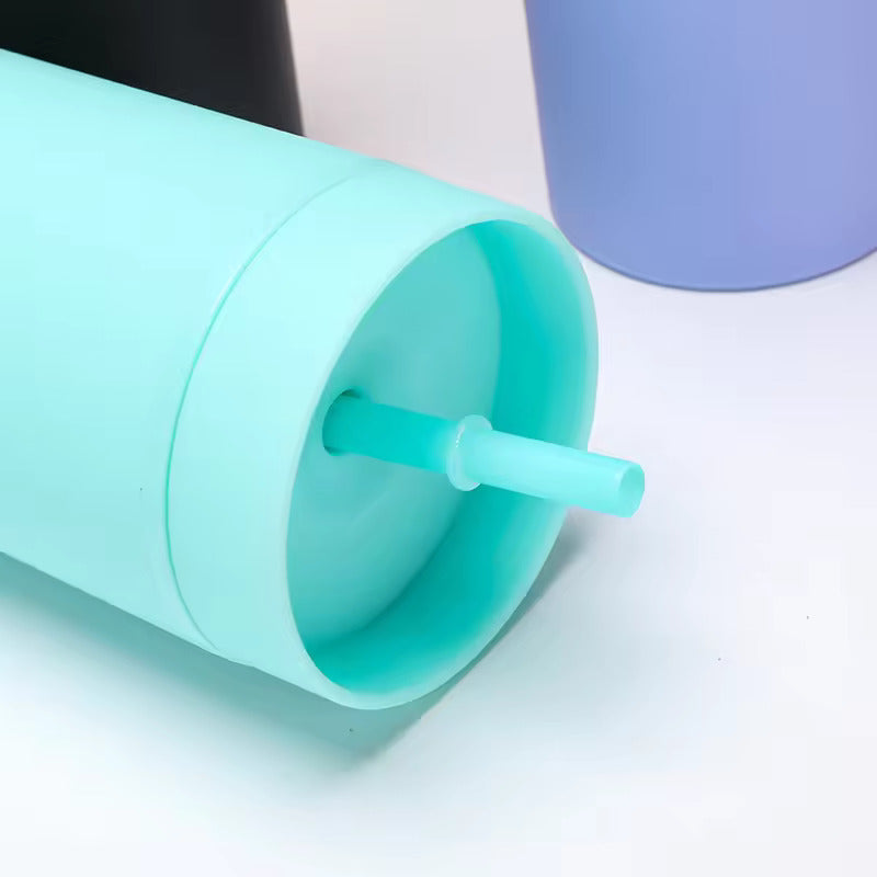 Pack of 2 Long Tumbler with Same Lid and Straw,500ml - Pastel Skinny Tumblers, Unique return  gift