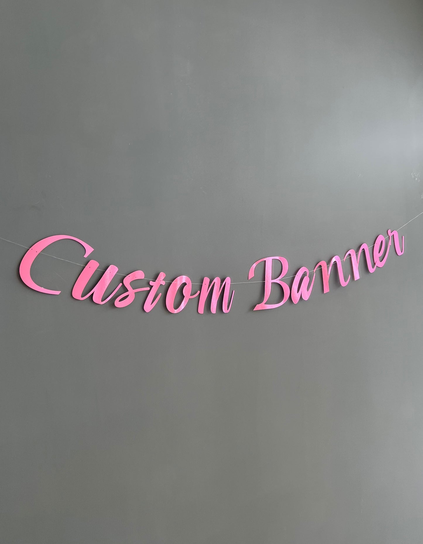 Customised Cursive Metallic Pink Banner - Personalized Handmade party decorations for all occasions