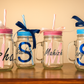 Personalized Mason Jar with Straw & Ribbon