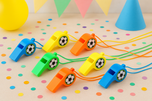 Set of 6 or 12 Football Whistles – Fun Party Favors for Kids