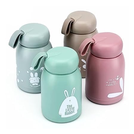 Pack of 2 - 320ml Cute Bunny Kids Water Bottle – Glass Insulated Leakproof Bottle
